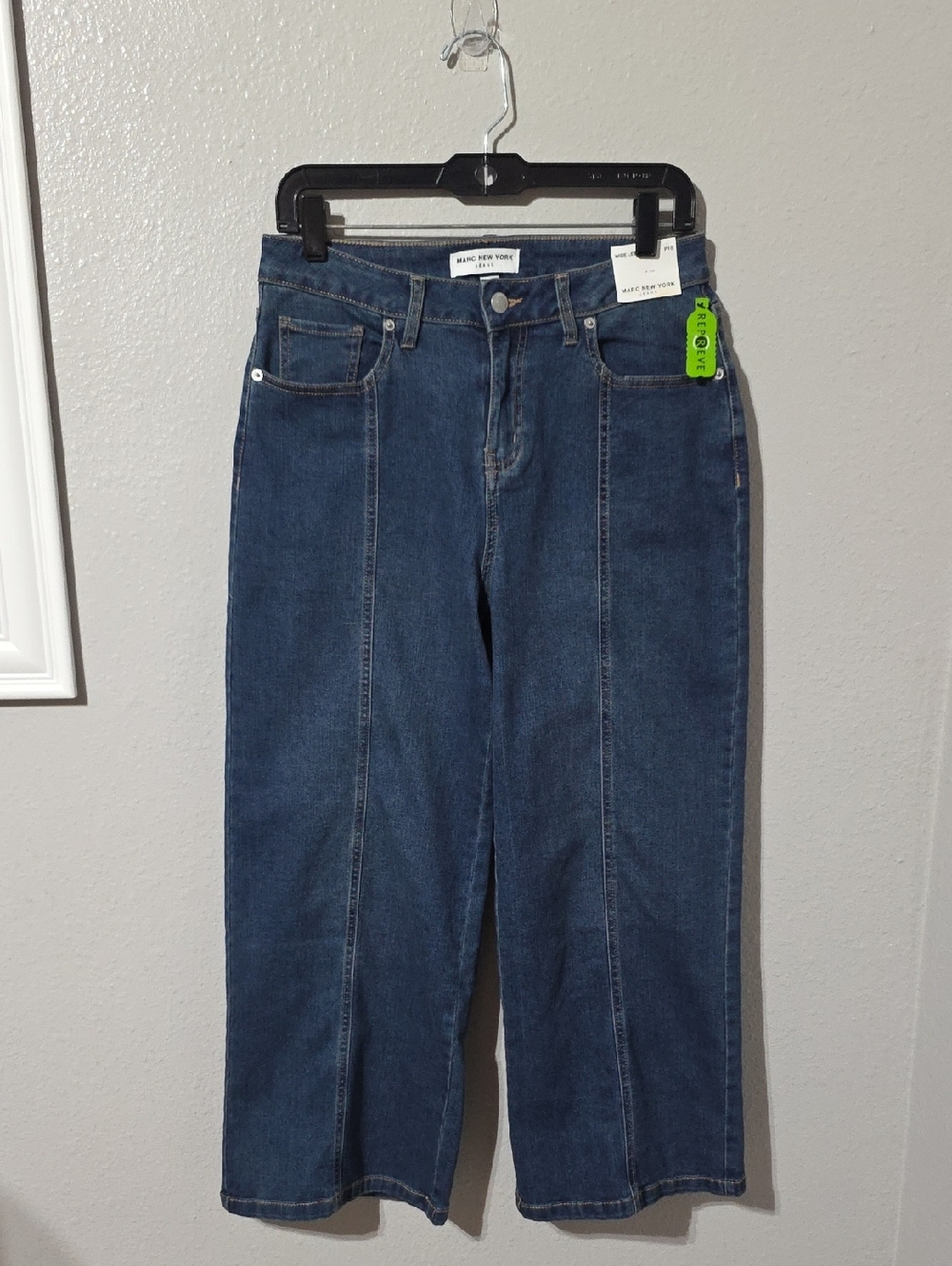 Marc New York Women's Dark Blue Straight Leg Jeans with Center Seams Size 10P